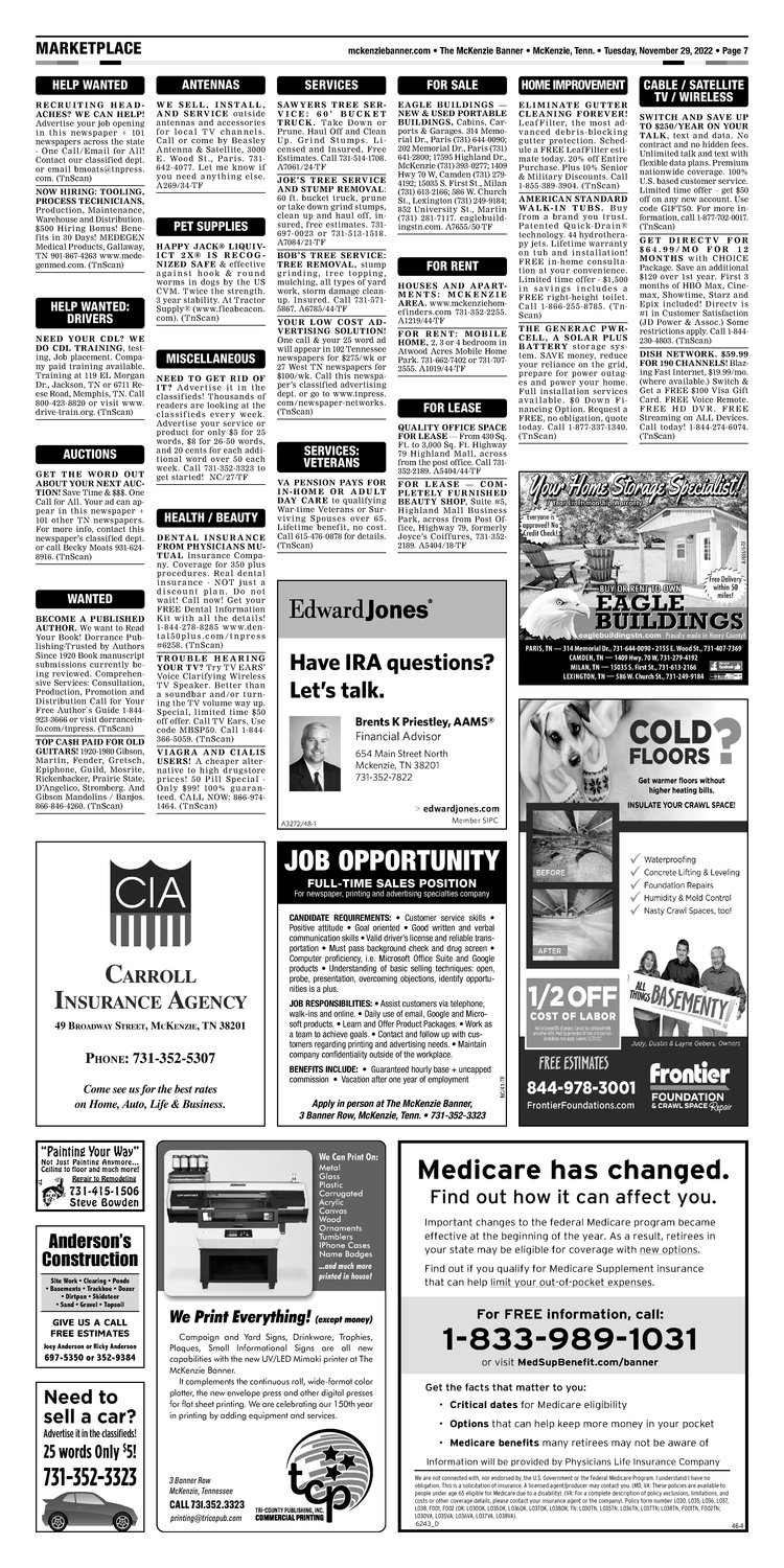McKenzie Banner Classifieds 11-29-22
