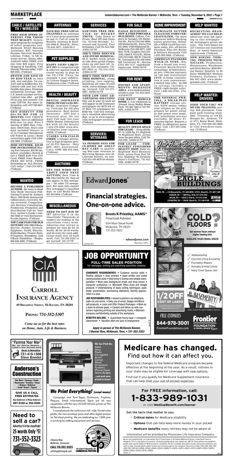 McKenzie Banner Classifieds 12-6-22