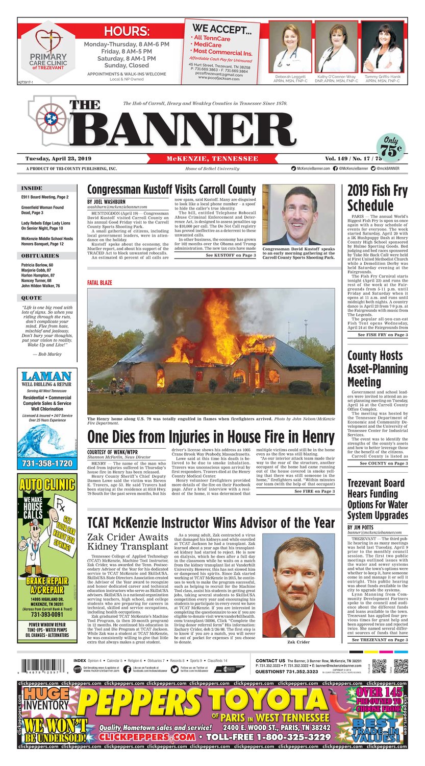 McKenzie Banner April 23, 2019