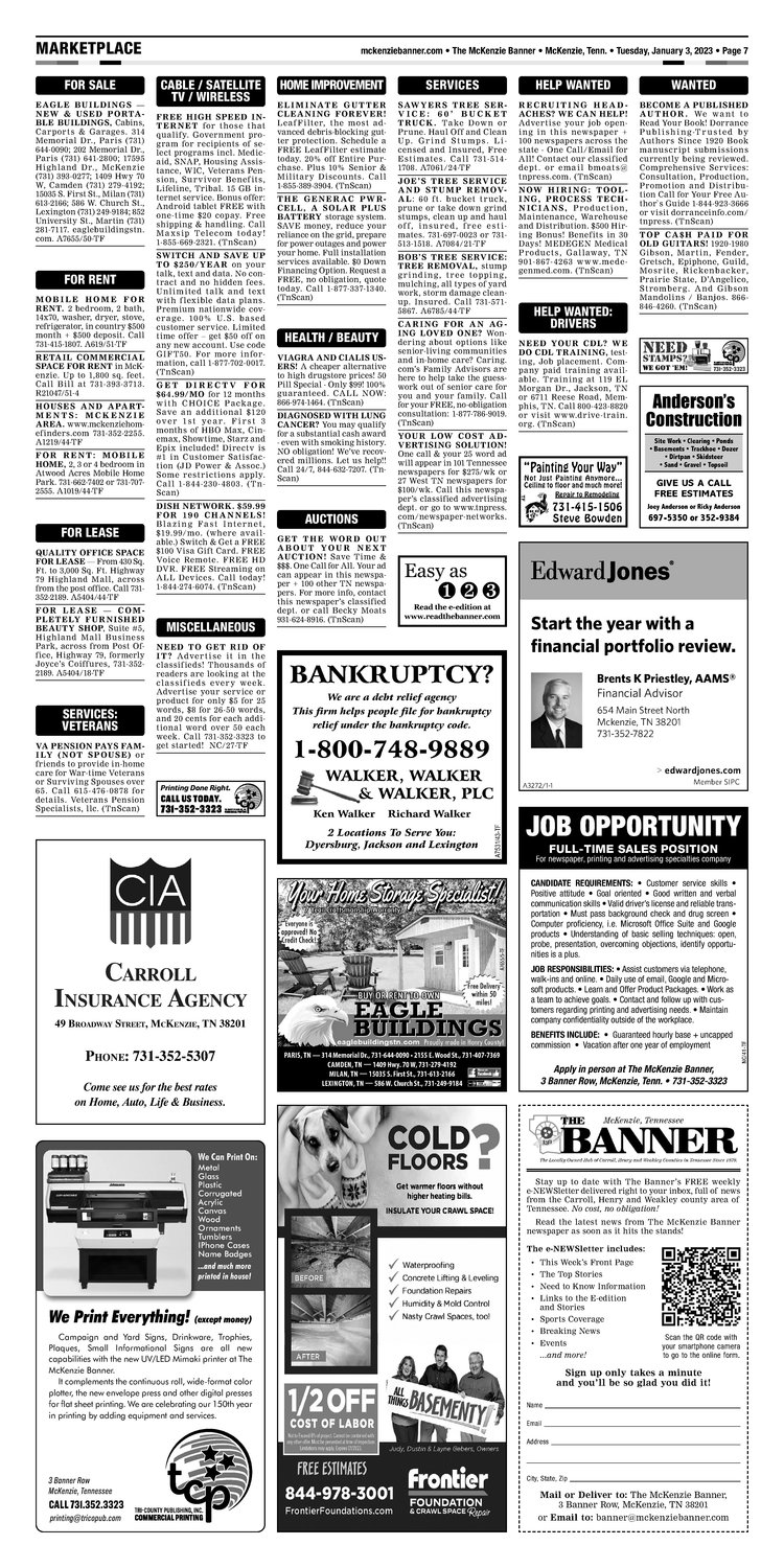 McKenzie Banner Classifieds 1-3-23