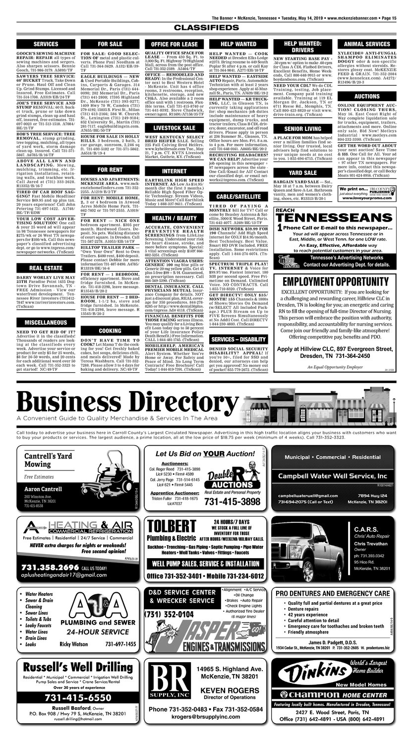 Classifieds - May 14, 2019