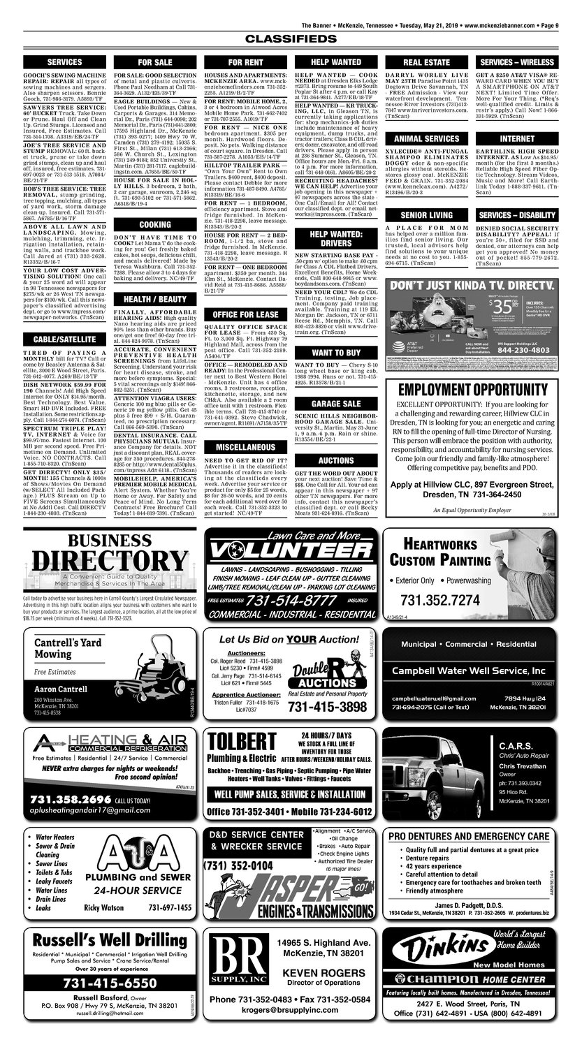 Classifieds - May 21, 2019