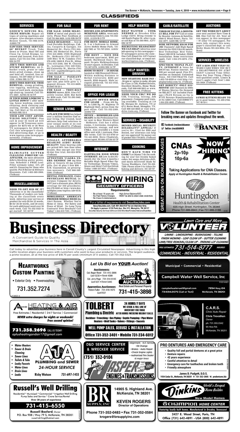 Classifieds - June 4, 2019