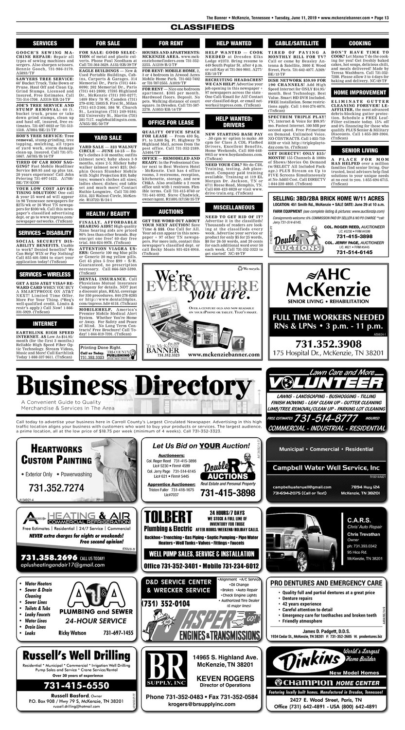 Classifieds - June 11, 2019