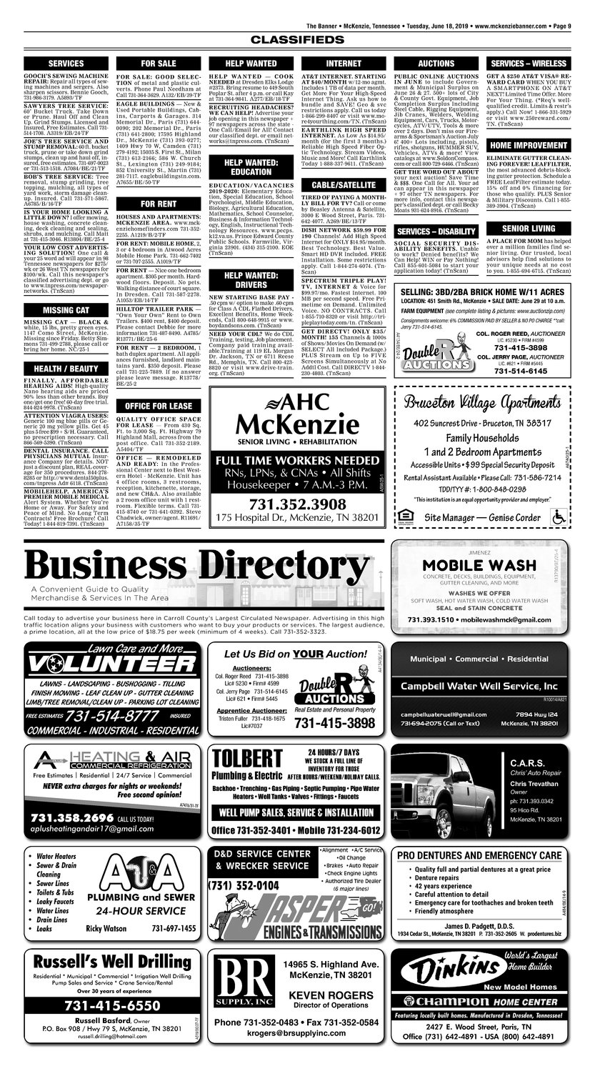 Classifieds - June 18, 2019