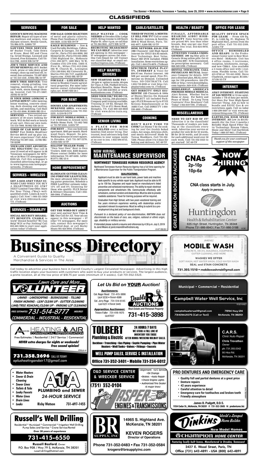 Classifieds - June 25, 2019