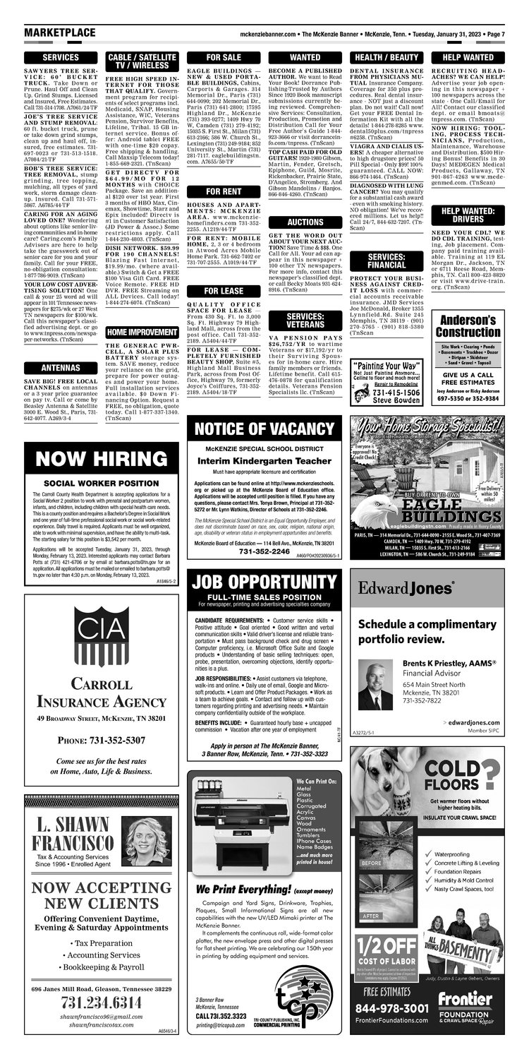 McKenzie Banner Classifieds 1-31-23