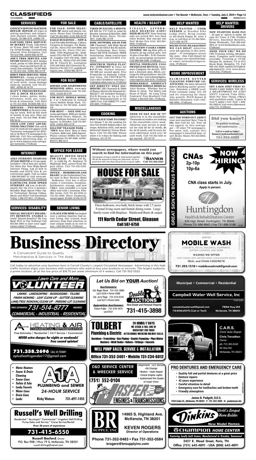 Classifieds - July 2, 2019