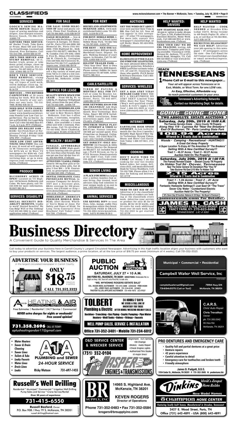 Classifieds - July 16, 2019