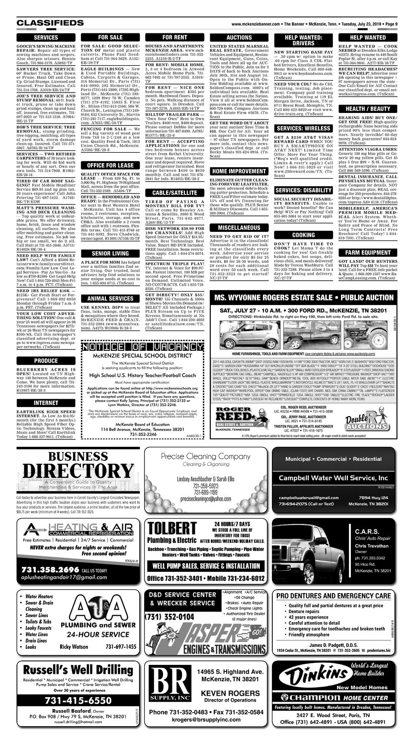 Classifieds - July 23, 2019