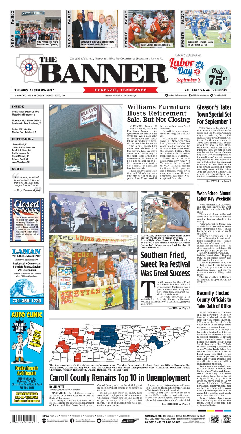 McKenzie Banner Aug. 28, 2018