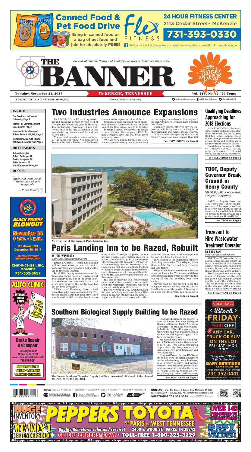 McKenzie Banner Nov. 21, 2017