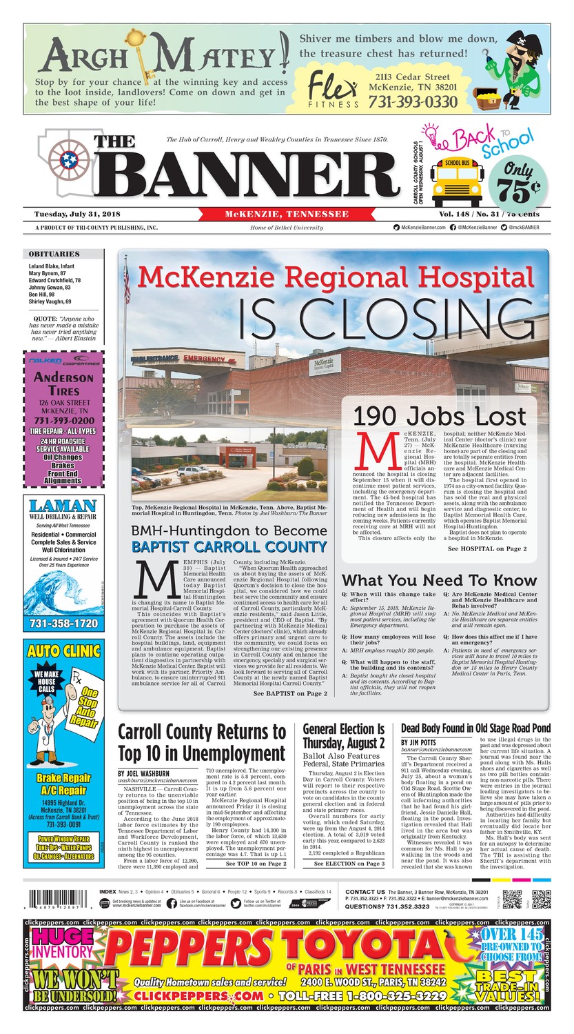 McKenzie Banner Jul. 31, 2018