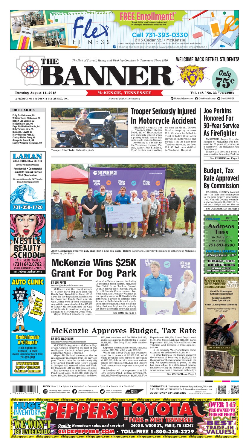 McKenzie Banner Aug. 14, 2018