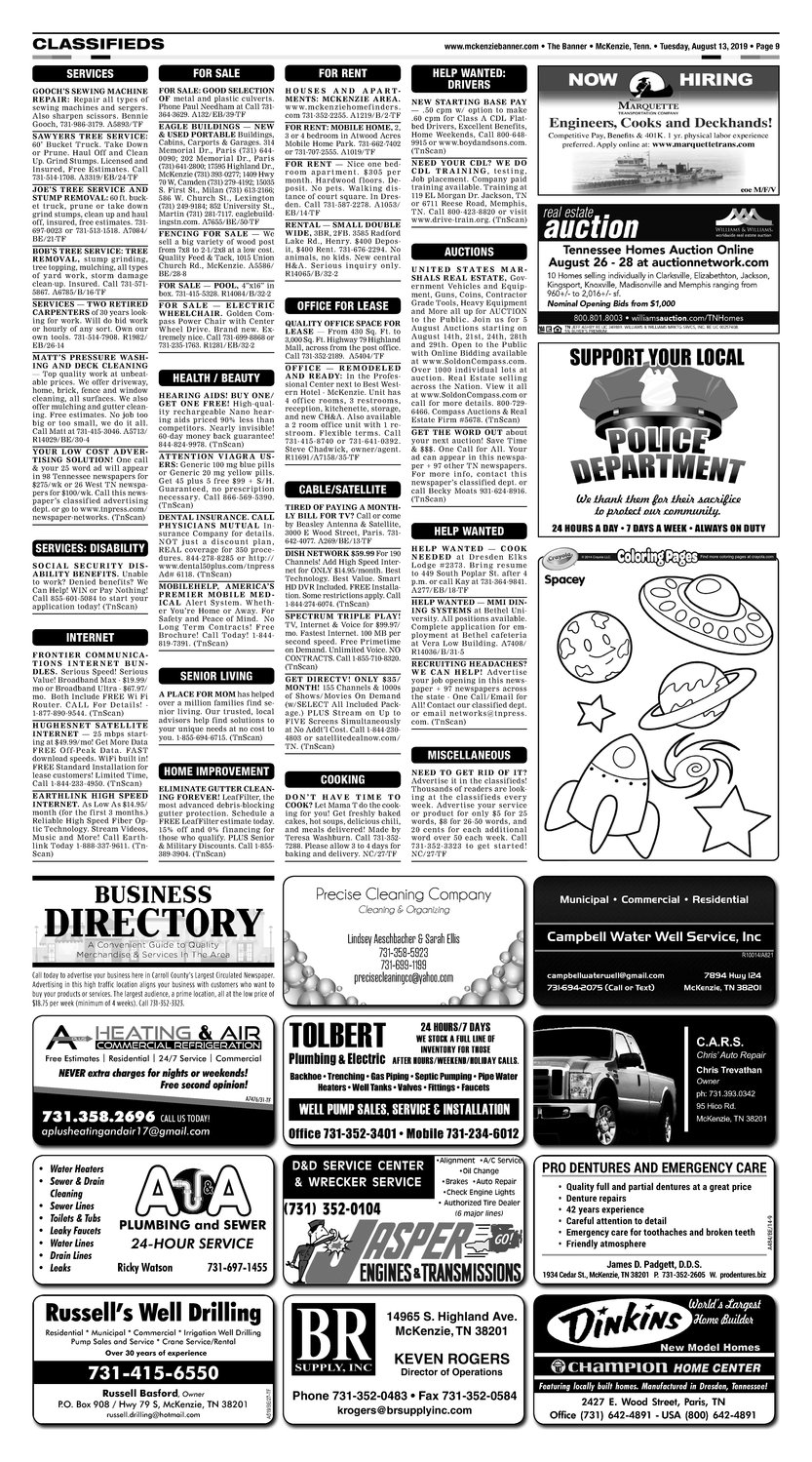 Classifieds - August 13, 2019