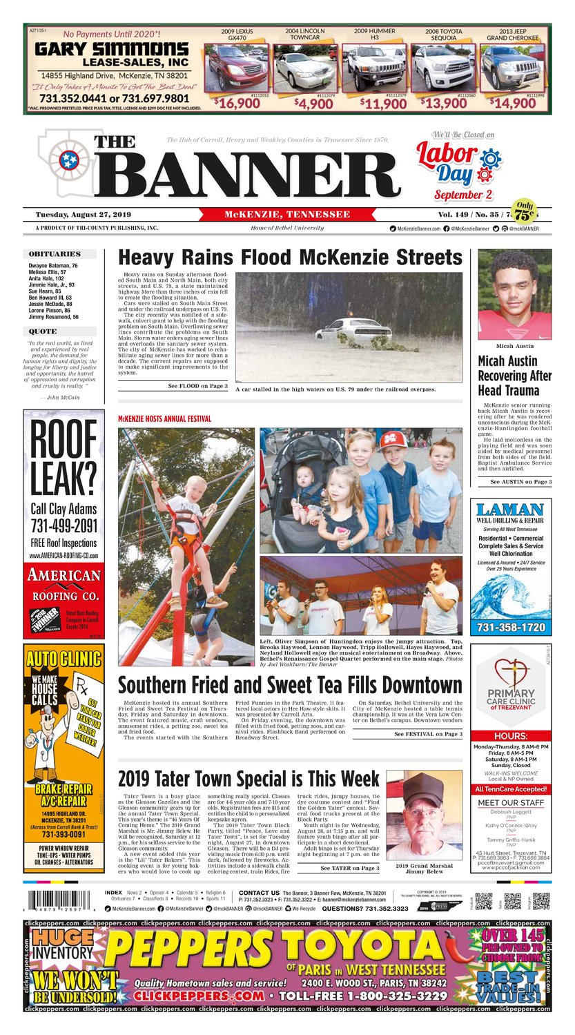 McKenzie Banner August 27, 2019