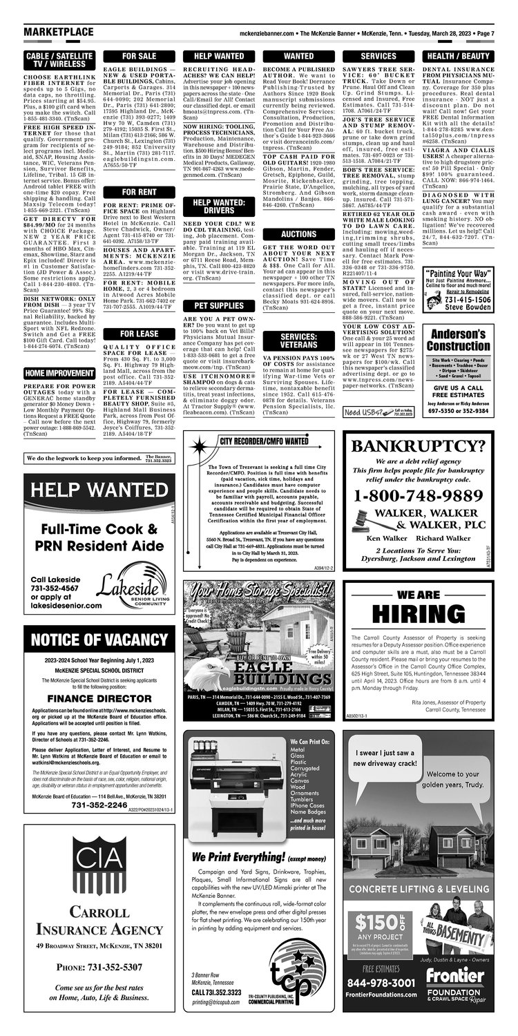 McKenzie Banner Classifieds 3-28-23