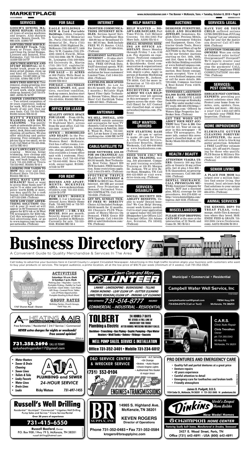 Classifieds October 8, 2019