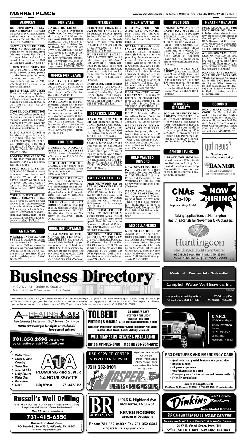 Classifieds October 22, 2019