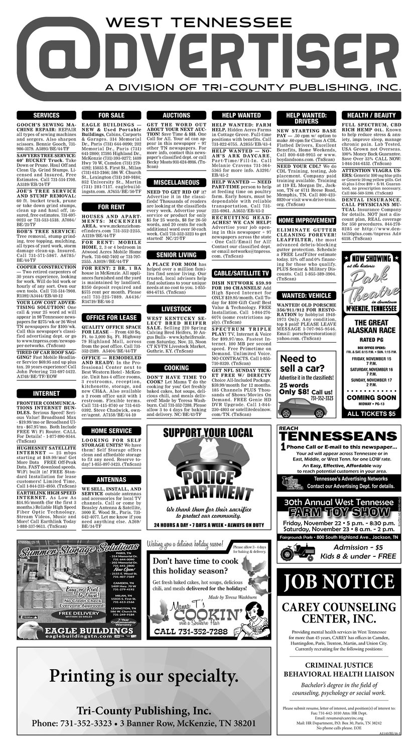 Classifieds November 12, 2019