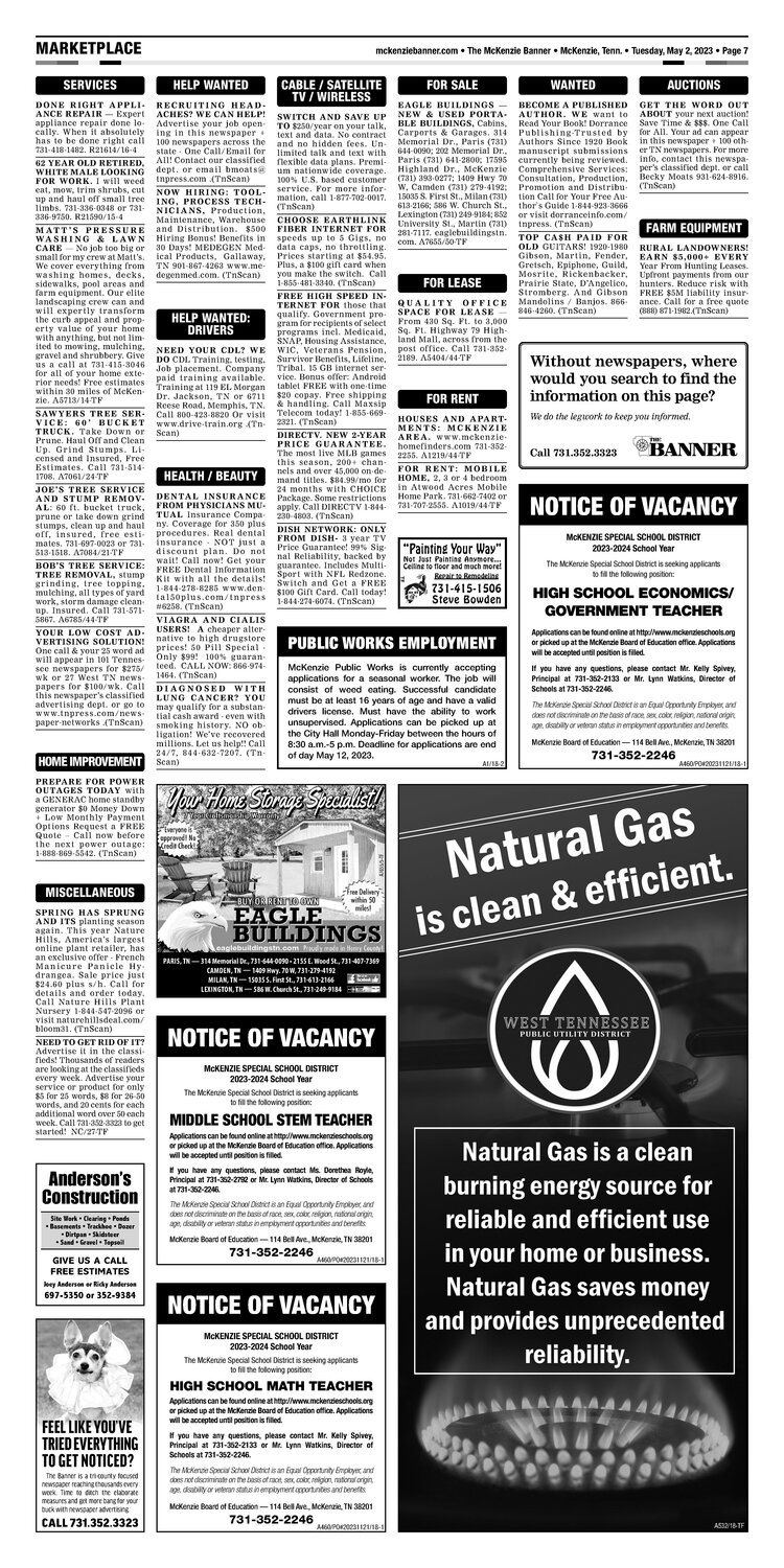 McKenzie Banner Classifieds 5-2-23