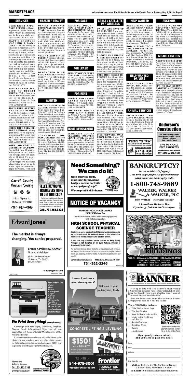 McKenzie Banner Classifieds 5-9-23
