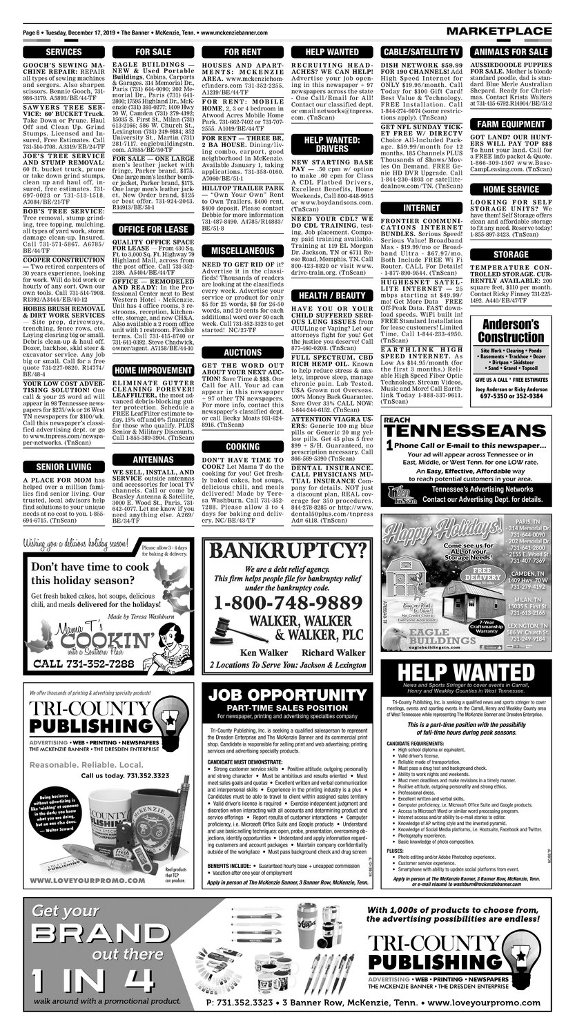 Classifieds - December 17, 2019