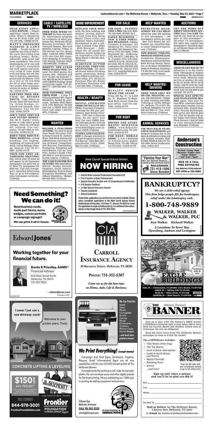 McKenzie Banner Classifieds 5-23-23