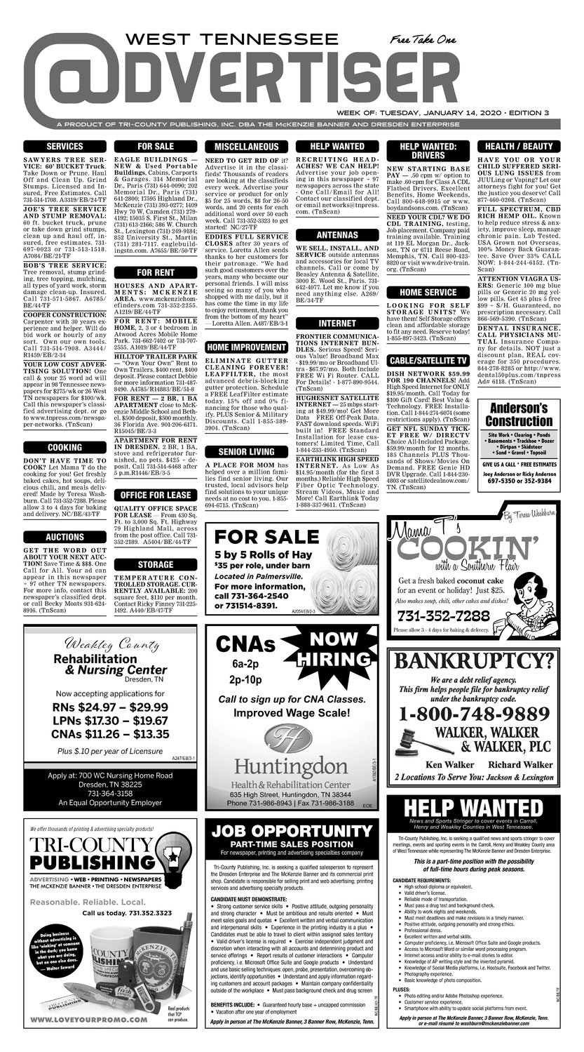 Classifieds January 14, 2020