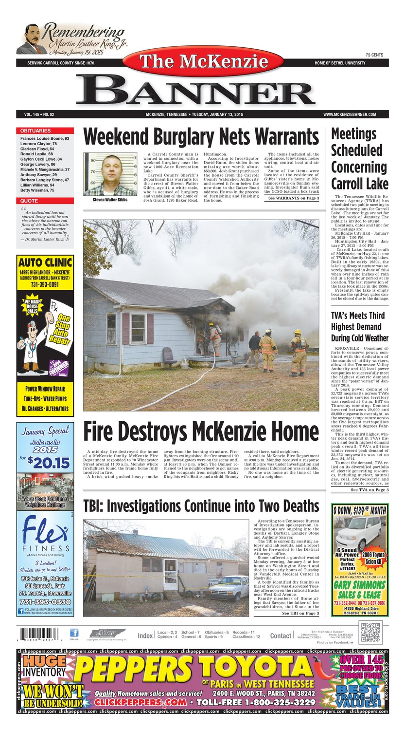 McKenzie Banner Jan. 13, 2015