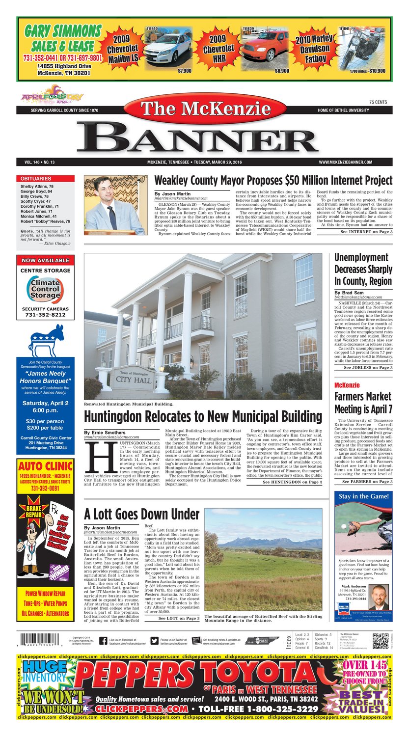 McKenzie Banner Mar. 29, 2016