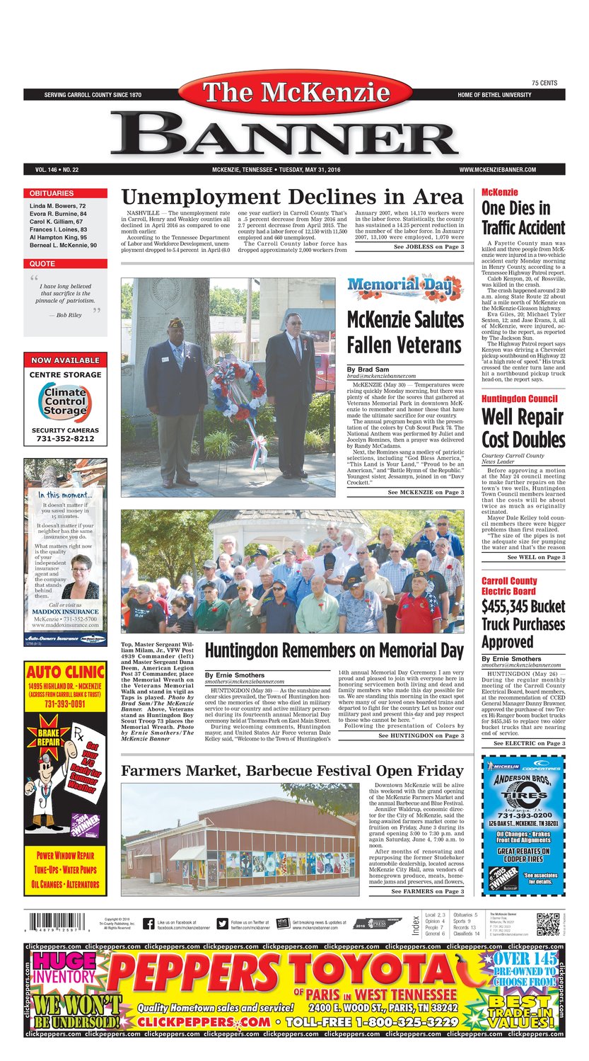 McKenzie Banner May. 31, 2016