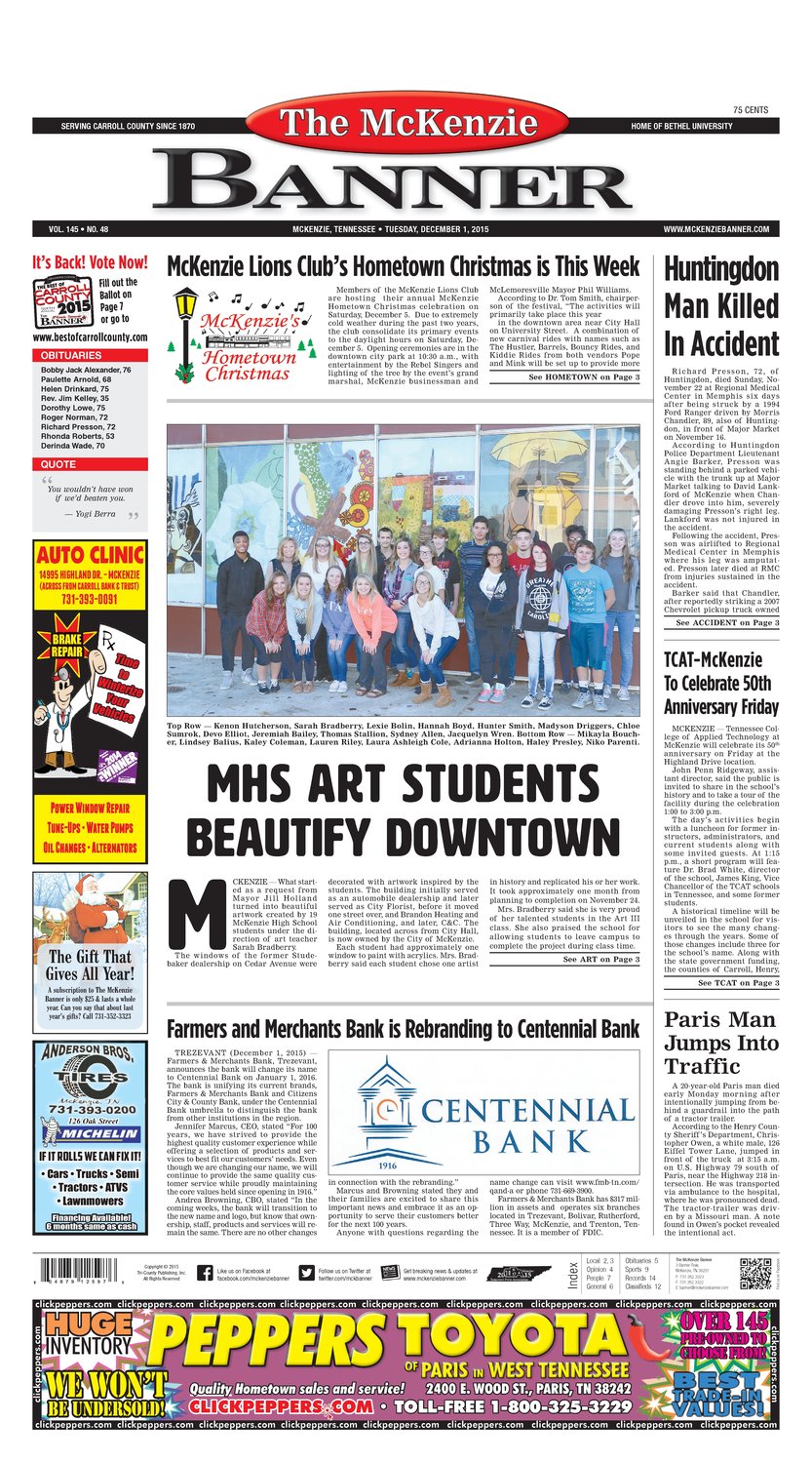 McKenzie Banner Dec. 1, 2015