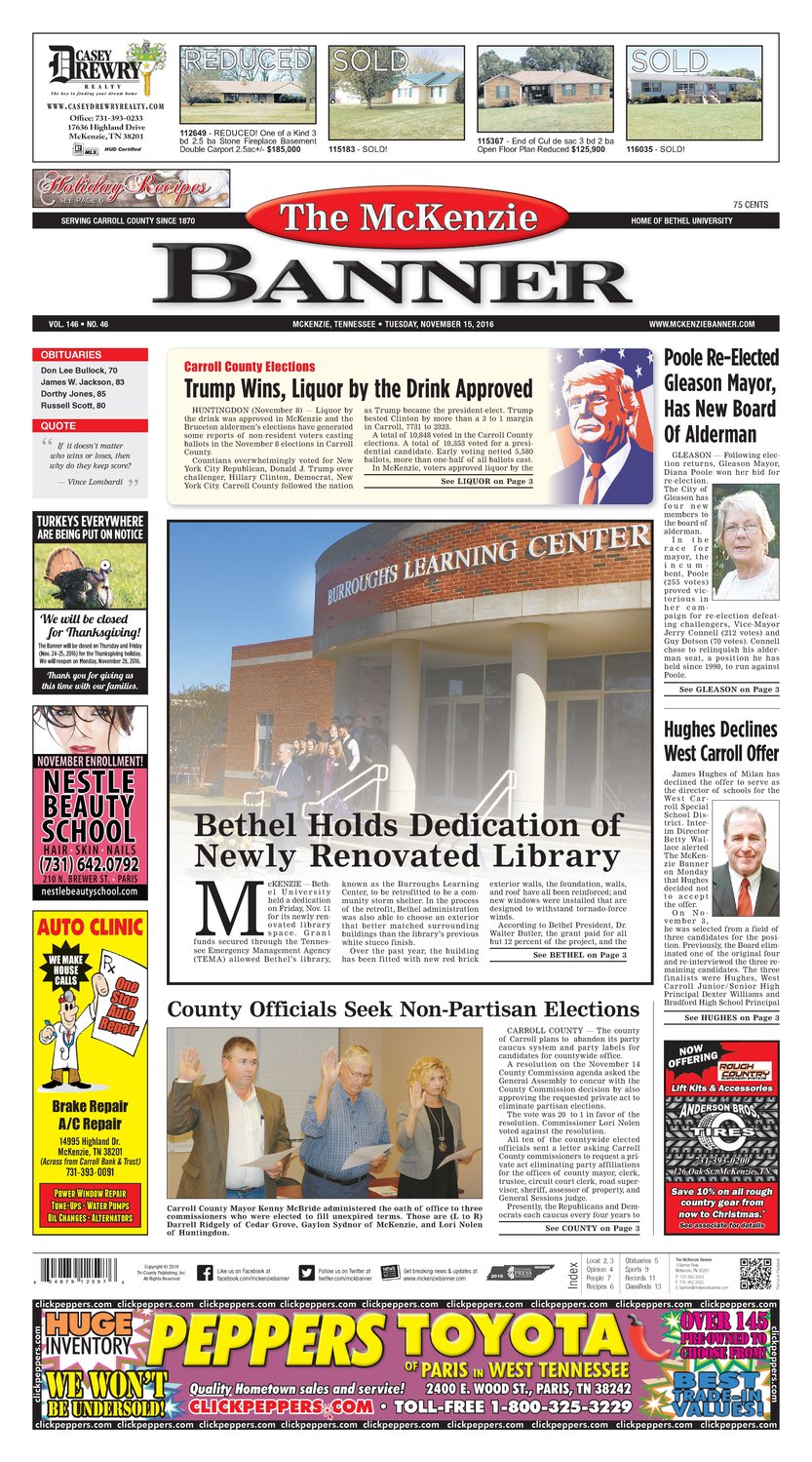 McKenzie Banner Nov. 15, 2016