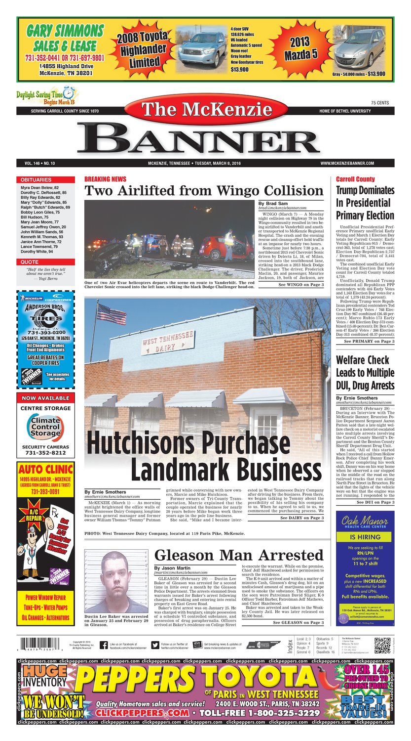 McKenzie Banner Mar. 8, 2016