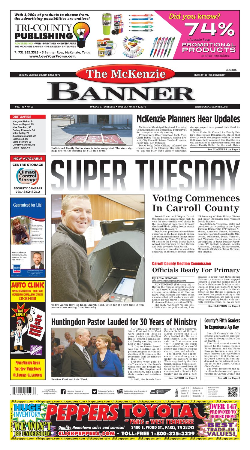 McKenzie Banner Mar. 1, 2016