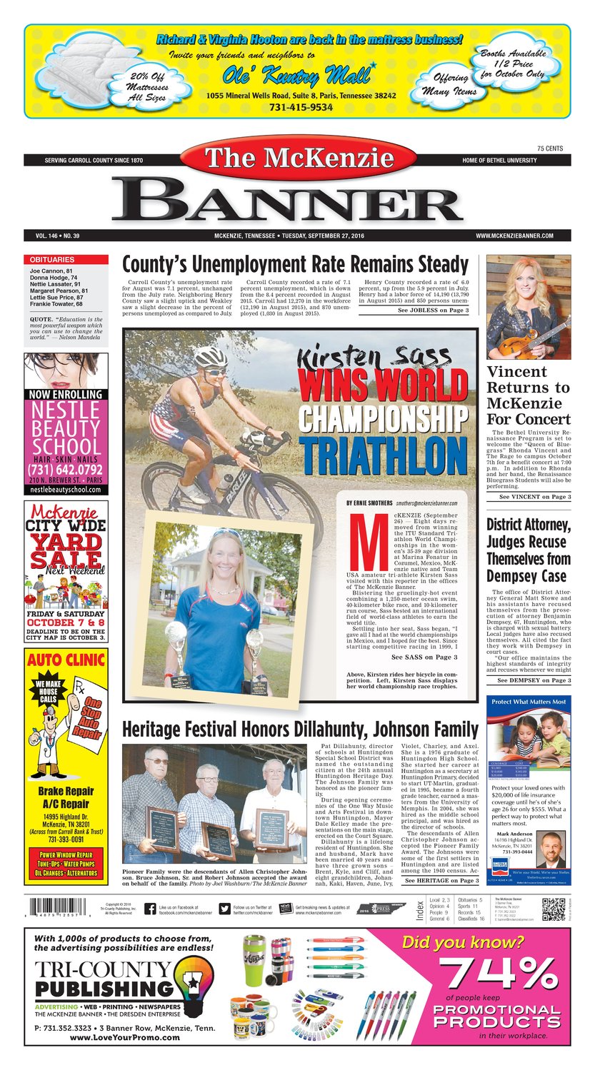 McKenzie Banner Sep. 27, 2016