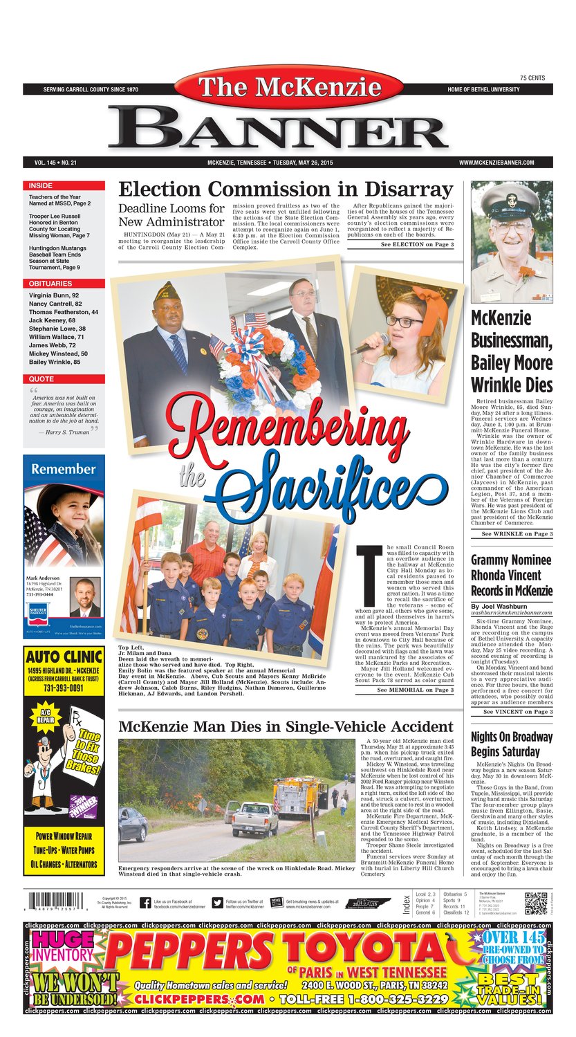 McKenzie Banner May. 26, 2015