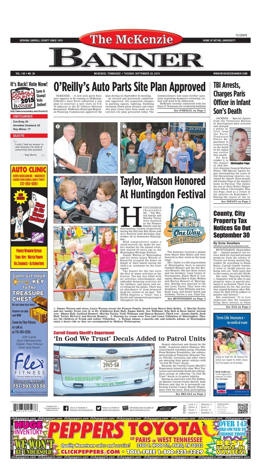 McKenzie Banner Sep. 29, 2015