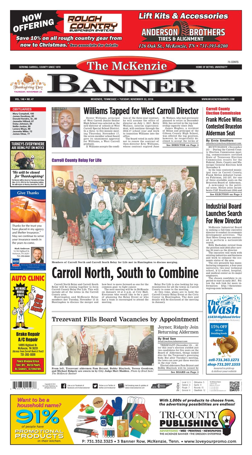 McKenzie Banner Nov. 22, 2016
