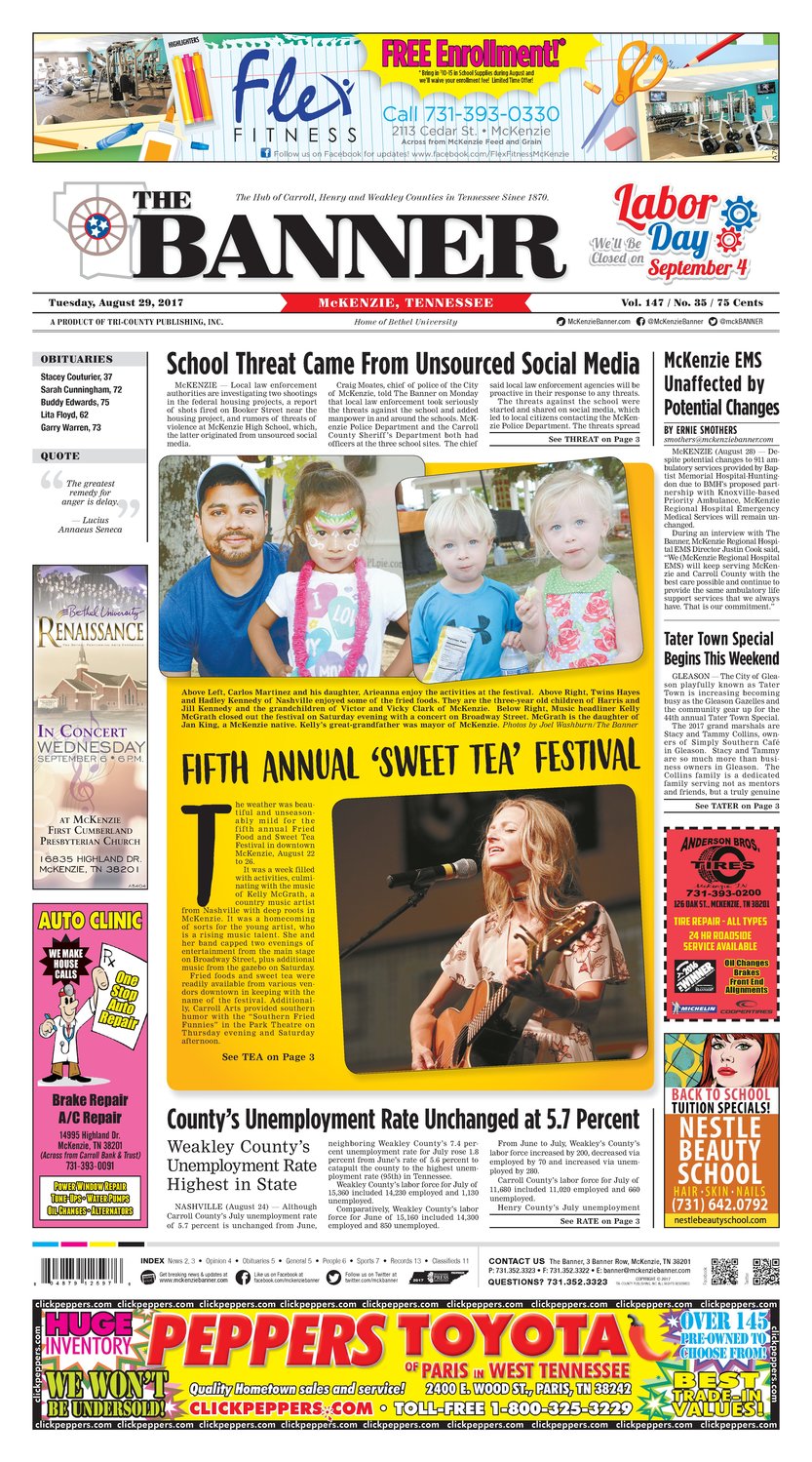 McKenzie Banner Aug. 29, 2017