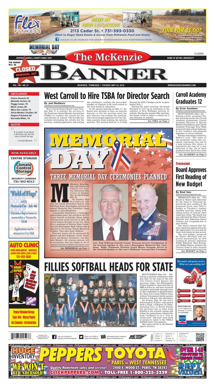 McKenzie Banner May. 24, 2016