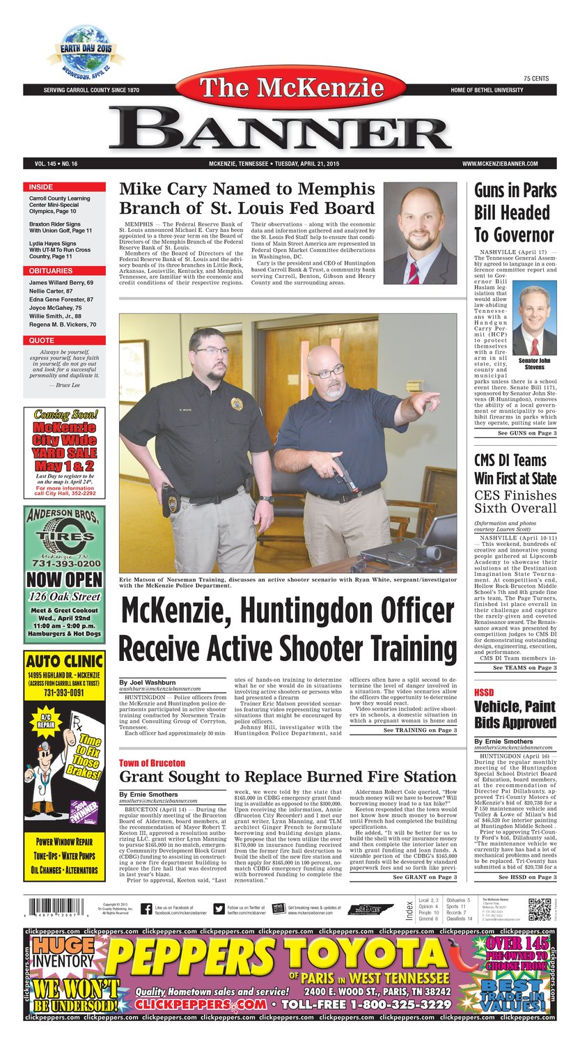 McKenzie Banner Apr. 21, 2015
