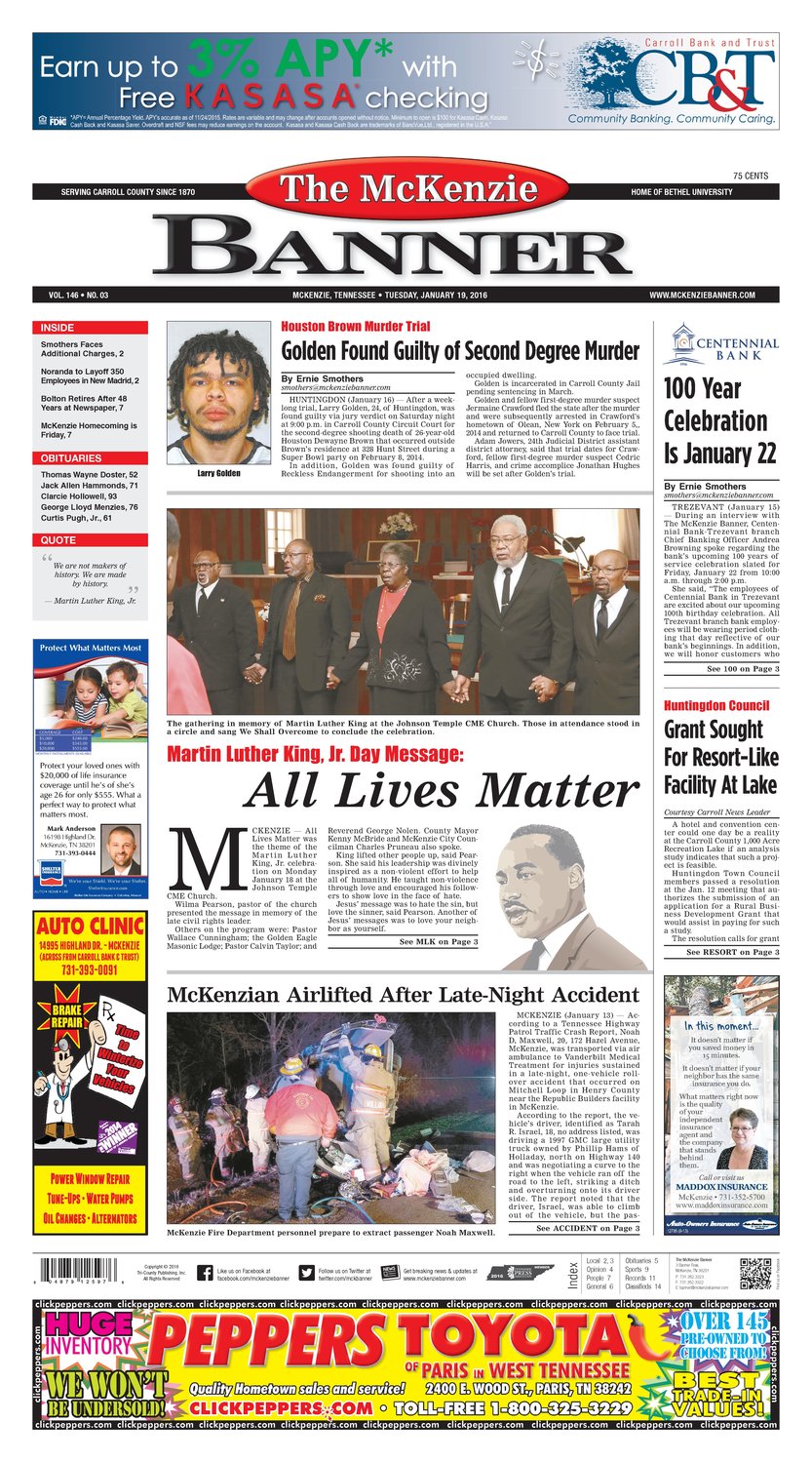 McKenzie Banner Jan. 19, 2016