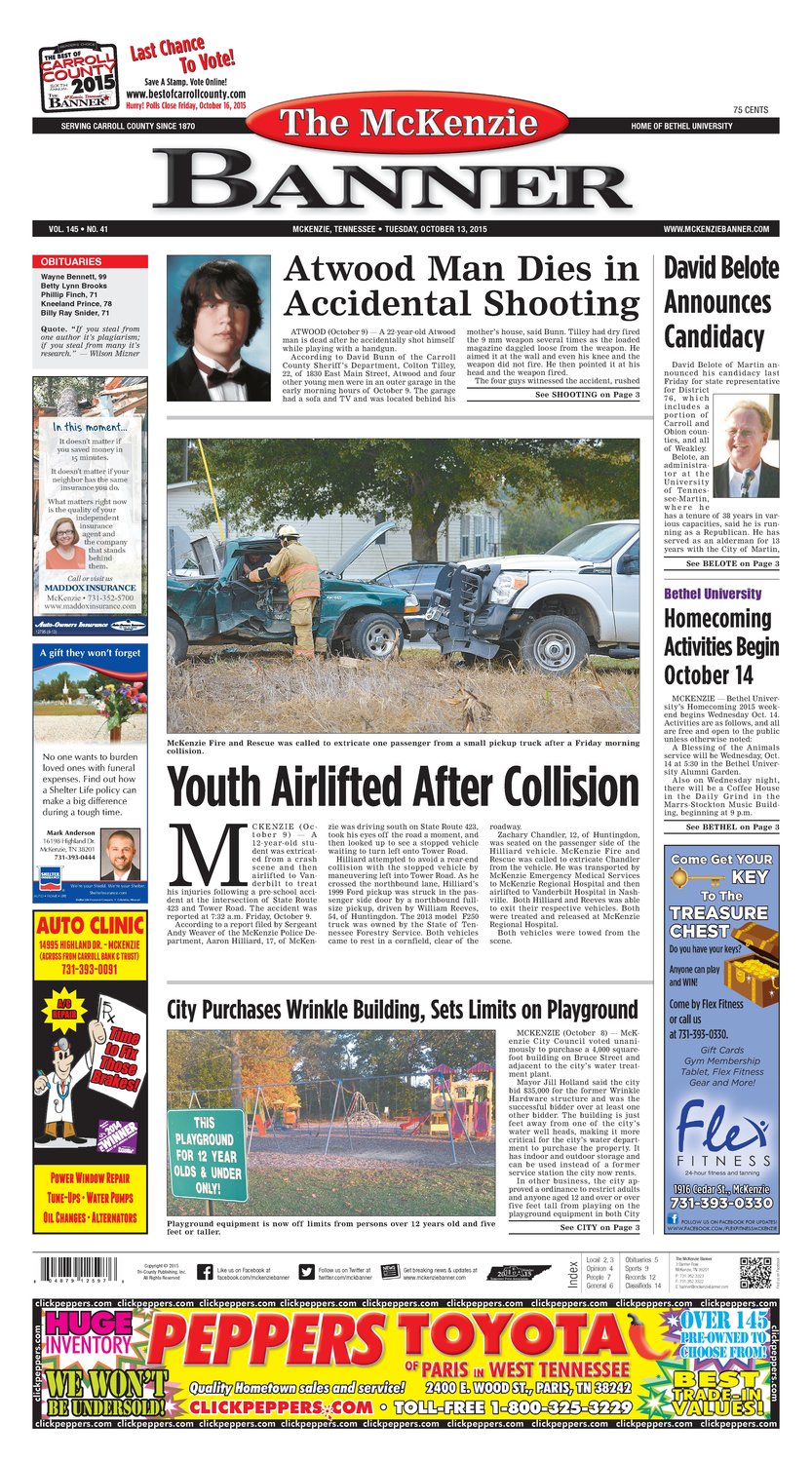 McKenzie Banner Oct. 13, 2015