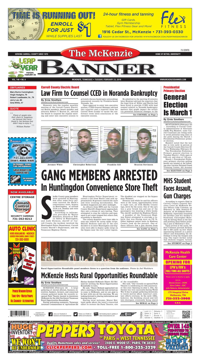 McKenzie Banner Feb. 23, 2016