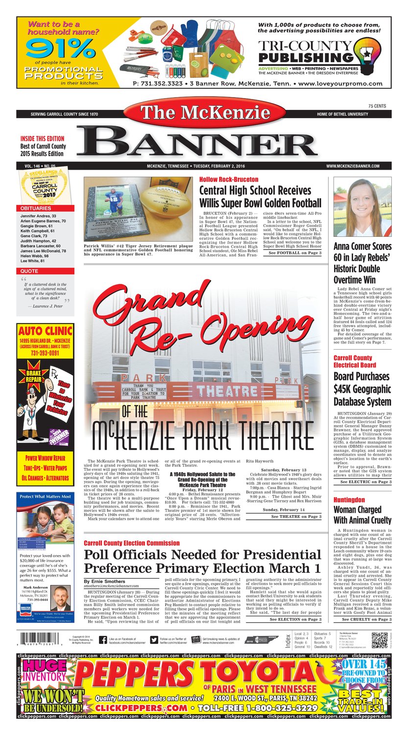 McKenzie Banner Feb. 2, 2016