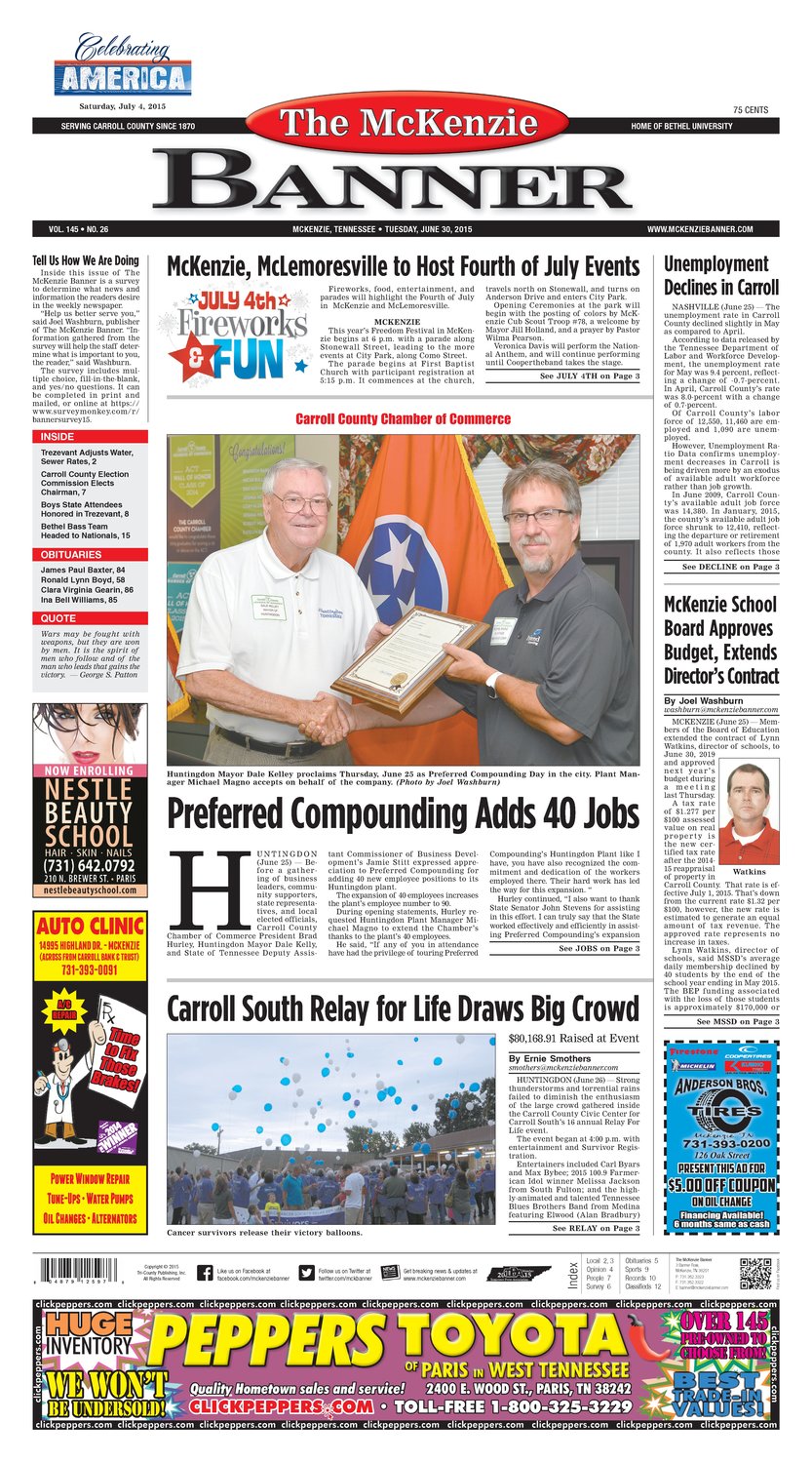 McKenzie Banner Jun. 30, 2015