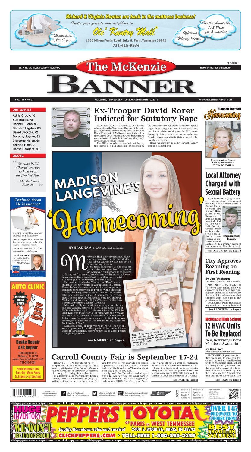 McKenzie Banner Sep. 13, 2016