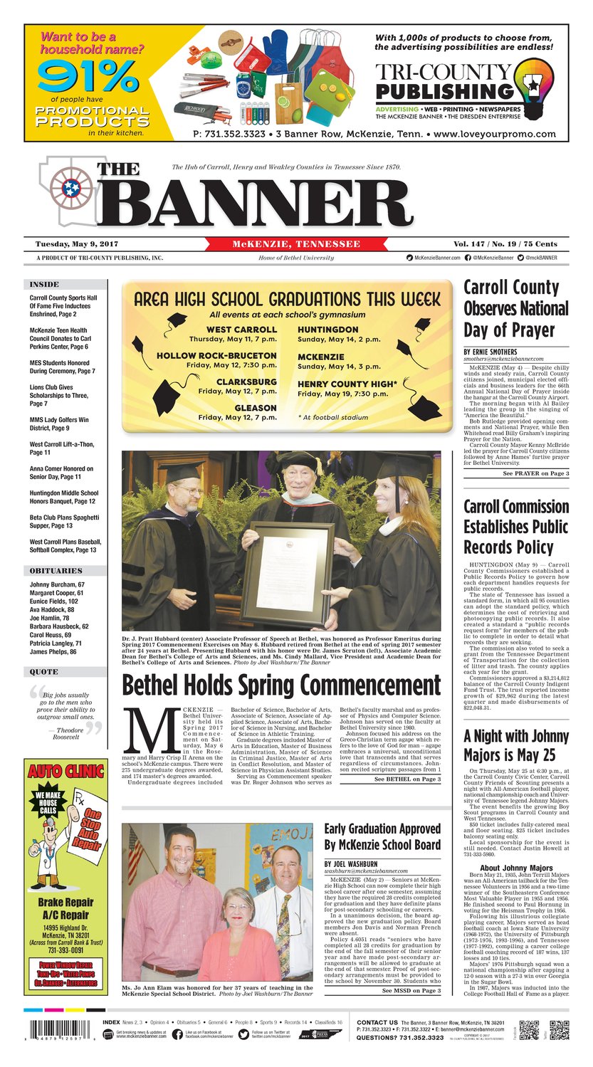 McKenzie Banner May. 9, 2017